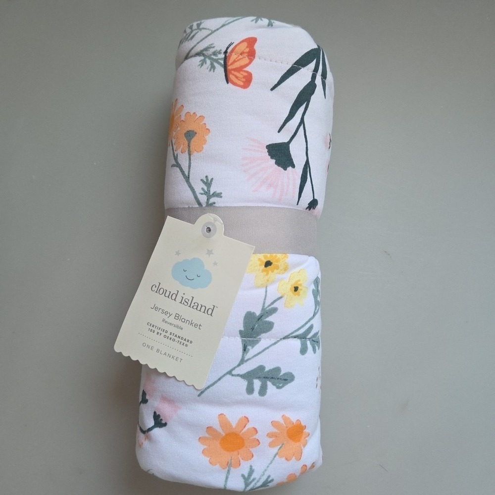 Jersey Knit Reversible Blanket -‎ Cloud Island Garden Floral 30" x 40"